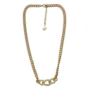 Christian Dior Vintage Gold Chain Pavé Link Necklace CD Charm